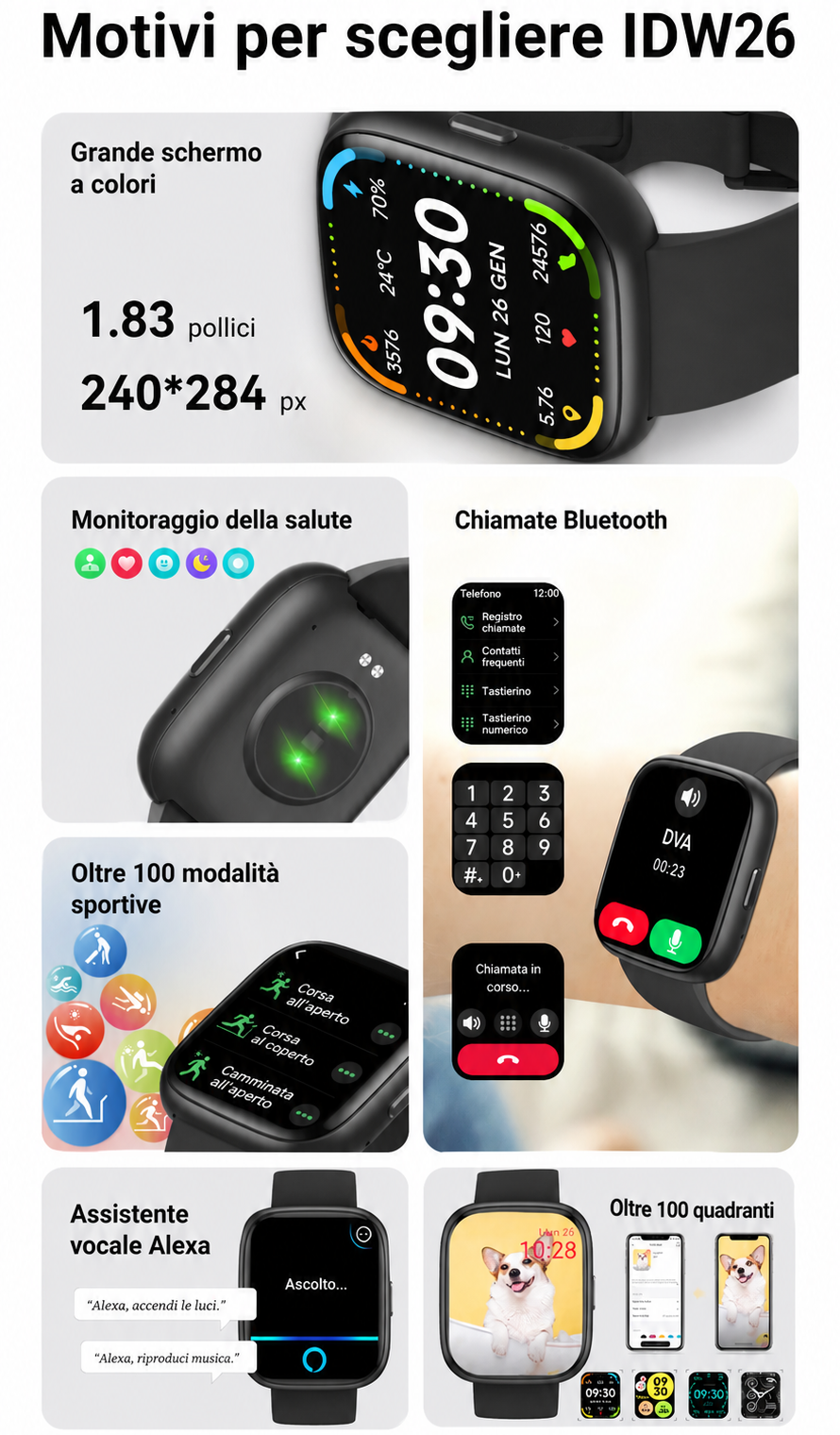 Smartwatch Sport con Chiamate e Salute